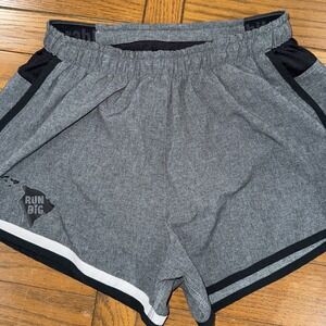 RABBIT Running Shorts Medium Gray Black Pocket 2.5" Lined Elastic No Drawstring